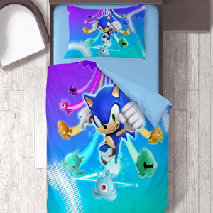 Sonic Ve Canavarlar Temalı Baskılı Tek Kişilik Nevresim Takımı