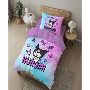 Kuromi Pembe Temalı Baskılı Tek Kişilik Nevresim Takımı