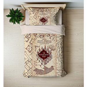 Marauders Map Temalı Baskılı Tek Kişilik Nevresim Takımı