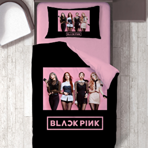 Black Pink Temalı Baskılı Tek Kişilik Nevresim Takımı