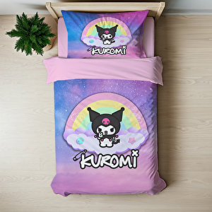 Kuromi Temalı Baskılı Tek Kişilik Nevresim Takımı