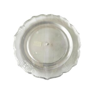 Plastik Sert Mika Şeffaf Tabak - Parti Sunum Yemek Tabağı - Yuvarlak - 26 Cm. - 6 Adetlik 3 Paket