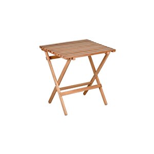 Ahşap Katlanır Puf Minderli 3'lü Bistro Set Bahçe Takımı Naturel Krem