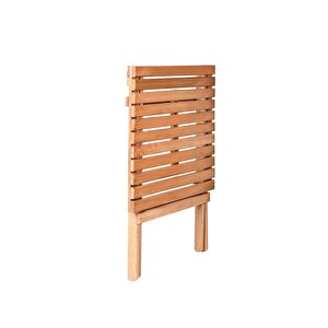 Ahşap Katlanır Puf Minderli 3'lü Bistro Set Bahçe Takımı Naturel Yeşil