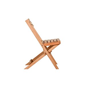 Reyo Ahşap Katlanır Puf Minderli 3'lü Bistro Set Bahçe Takımı Naturel Yeşil