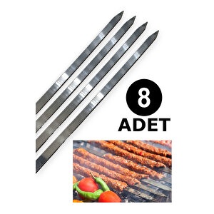 Paslanmaz Çelikten (krom) 3mm Adana Kebab Şiş 2.5cmx60cm (8 Adet)