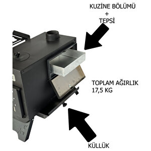 Kurutmalıklı Kuzineli Kamp Ve Çadır Sobası Katlanır Ayaklı Kamp Sobası Çantalı
