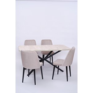 Kütük Milano Mdf Mutfak Masa Sandalye Takımı 90x160 Krem