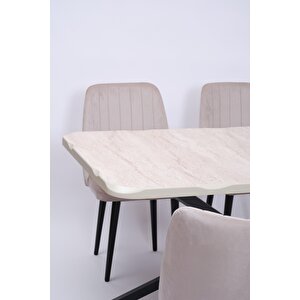 Kütük Milano Mdf Mutfak Masa Sandalye Takımı 90x160 Krem