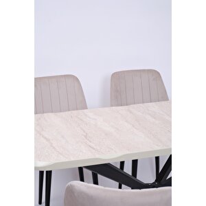 Kütük Milano Mdf Mutfak Masa Sandalye Takımı 90x160 Krem