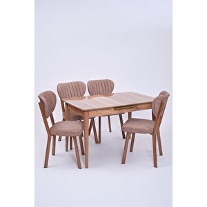 Venüs Elma Otomatik Açılır Masa Sandalye Takımı 80x120 Ceviz