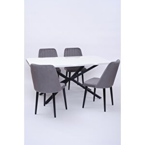 Kütük Milano Mdf Mutfak Masa Sandalye Takımı 90x160 Beyaz