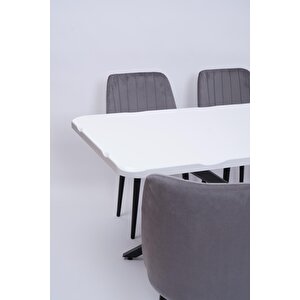 Kütük Milano Mdf Mutfak Masa Sandalye Takımı 90x160 Beyaz