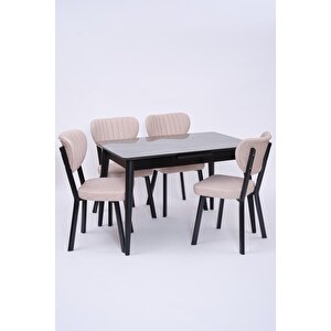 Venüs Elma Otomatik Açılır Masa Sandalye Takımı 80x120 Siyah