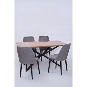 Kütük Milano Mdf Mutfak Masa Sandalye Takımı 90x160 Ceviz