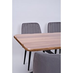 Kütük Milano Mdf Mutfak Masa Sandalye Takımı 90x160 Ceviz