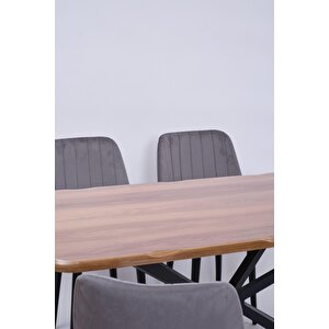 Kütük Milano Mdf Mutfak Masa Sandalye Takımı 90x160 Ceviz