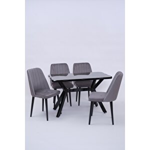 Kütük Milano Mdf Lak Mutfak Masa Sandalye Takımı 70x120 Siyah