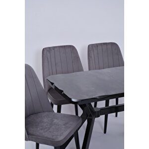Kütük Milano Mdf Lak Mutfak Masa Sandalye Takımı 70x120 Siyah
