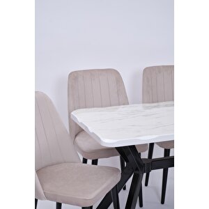 Kütük Milano Mdf Lak Mutfak Masa Sandalye Takımı 70x120 Beyaz
