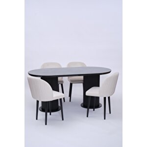 Bohem Göksu Lak Panel Yemek Masa Sandalye Takımı 90x170 Siyah