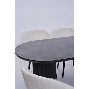 Bohem Göksu Lak Panel Yemek Masa Sandalye Takımı 90x170 Siyah