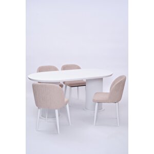 Bohem Göksu Lak Panel Yemek Masa Sandalye Takımı 90x170 Beyaz