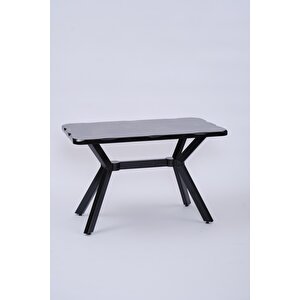 Kütük Mdf Boyalı Lak Panel Mutfak Masası 70x120 Siyah
