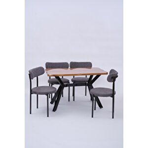 Kütük Alfa Mdf Lak Mutfak Masa Sandalye Takımı 70x120 Ceviz