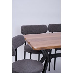 Kütük Alfa Mdf Lak Mutfak Masa Sandalye Takımı 70x120 Ceviz