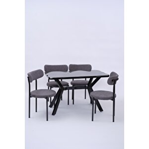 Kütük Alfa Mdf Lak Mutfak Masa Sandalye Takımı 70x120 Siyah