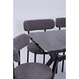 Kütük Alfa Mdf Lak Mutfak Masa Sandalye Takımı 70x120 Siyah