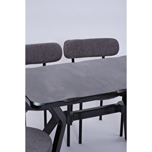 Kütük Alfa Mdf Lak Mutfak Masa Sandalye Takımı 70x120 Siyah