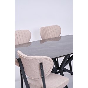 Çapraz Star Demir High Gloss Yemek Masa Sandalye Takımı 90x160 Siyah