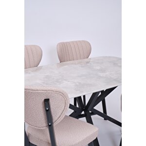 Çapraz Star Demir High Gloss Yemek Masa Sandalye Takımı 90x160 Beyaz