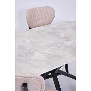 Çapraz Star Demir High Gloss Yemek Masa Sandalye Takımı 90x160 Beyaz