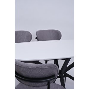 Çapraz Polo Demir High Gloss Yemek Masa Sandalye Takımı 90x160 Beyaz