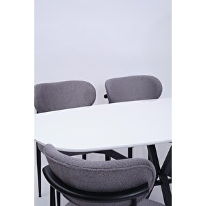 Çapraz Polo Demir High Gloss Yemek Masa Sandalye Takımı 90x160 Beyaz