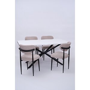 Kütük Polo Mdf Mutfak Masa Sandalye Takımı 90x160 Beyaz