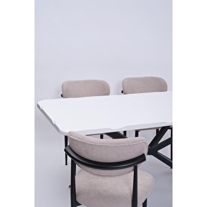 Kütük Polo Mdf Mutfak Masa Sandalye Takımı 90x160 Beyaz