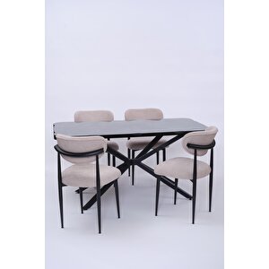 Kütük Polo Mdf Mutfak Masa Sandalye Takımı 90x160 Siyah