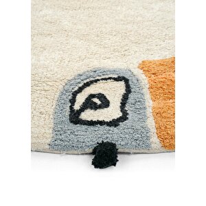 Cool Halı Cool Cotton Krem Bebek Halısı Yıkanabilir Kaymaz Yumuşak Araba Desen Yuvarlak Çocuk Halısı