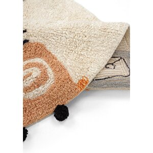 Cool Halı Cool Cotton Krem Bebek Halısı Yıkanabilir Kaymaz Yumuşak Araba Desen Yuvarlak Çocuk Halısı