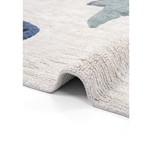 Cool Halı Cool Cotton Krem Bebek Halısı Yıkanabilir Kaymaz Taban Yumuşak Dokulu Dinazor Çocuk Halısı