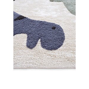 Cool Halı Cool Cotton Krem Bebek Halısı Yıkanabilir Kaymaz Taban Yumuşak Dokulu Dinazor Çocuk Halısı