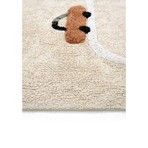 Cool Halı Cool Cotton Araba Yolu Krem Bebek Halısı Yıkanabilir Kaymaz Taban Yumuşak Çocuk Halısı