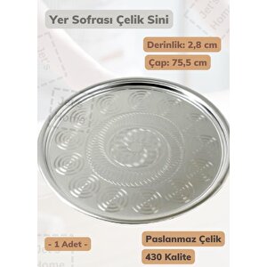 Yer Sofrası Sini 75,5 Cm Çelik Tepsi Tepsi Paslanmaz