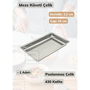 Çelik Meze Küveti 33 Cm Paslanmaz Çelik Tabak