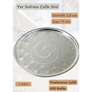 Yer Sofrası Sini 71 Cm Çelik Tepsi Tepsi Paslanmaz