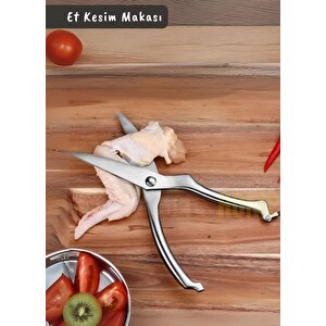 Et Makası Paslanmaz Mutfak Makası Çelik Tavuk Makası Ergonomik Tasarım 20 Cm